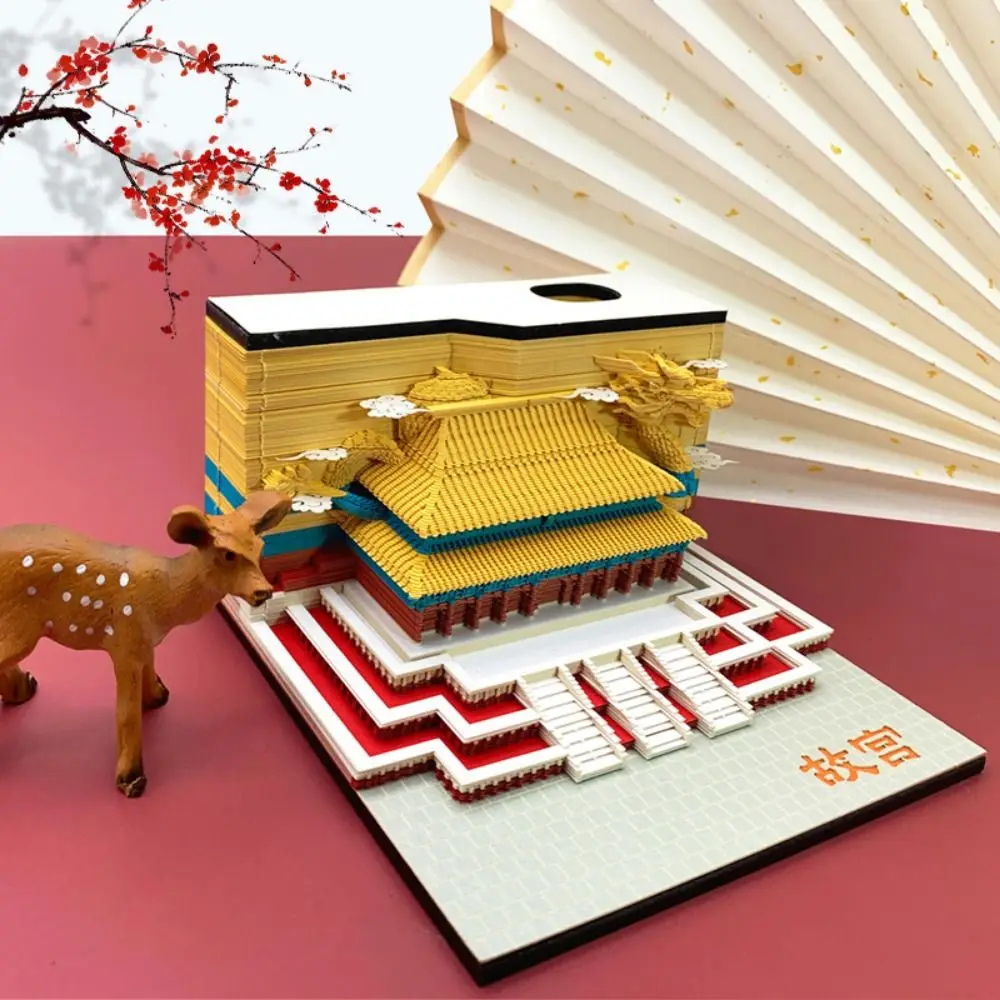 Creative 3D Memo Notepad Calendar Chinese Museum Paper Carving Art 3D Imperial Museum Calendar DIY Hand-tear