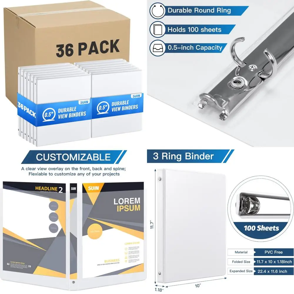 

Large Capacity Round Ring Binder, 100/200 Sheets, 8.5 x 11 Letter Size, 1/2 or 1, Durable for US Letter Paper Organization