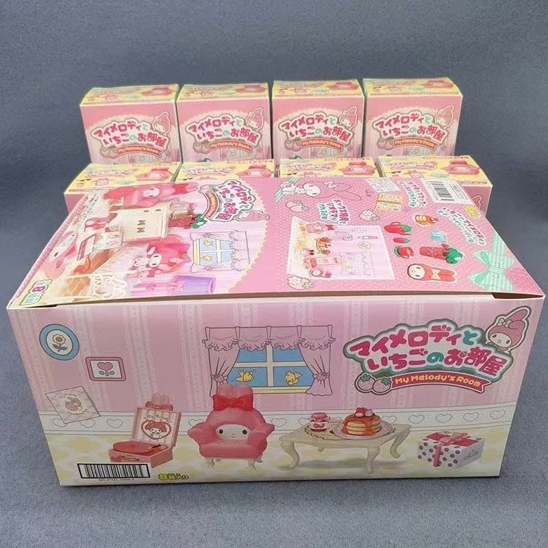 

Аниме Sanrio My Melody фигурки миниатюрные клубничные сцены для комнаты слепая коробка игрушка модель коллекция украшения украшения подарки для детей