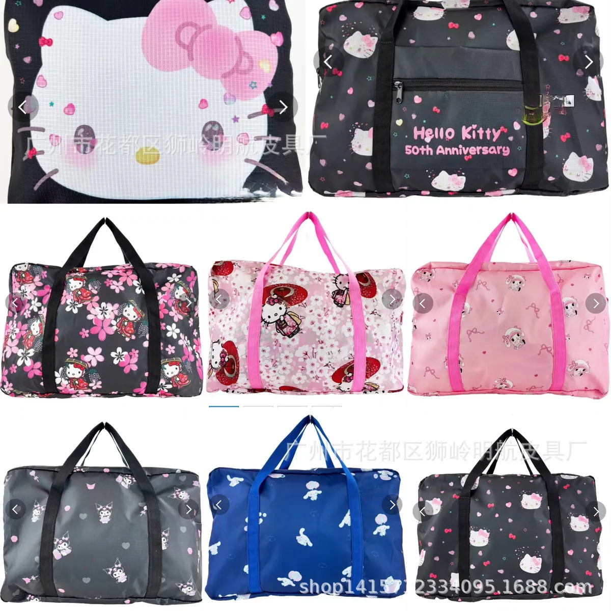 

New Cinnamoroll Foldable Large Capacity Luggage Bag Portable Kuromi Man Woman Travel Bag Exercise Storage Bag Hello Kittys