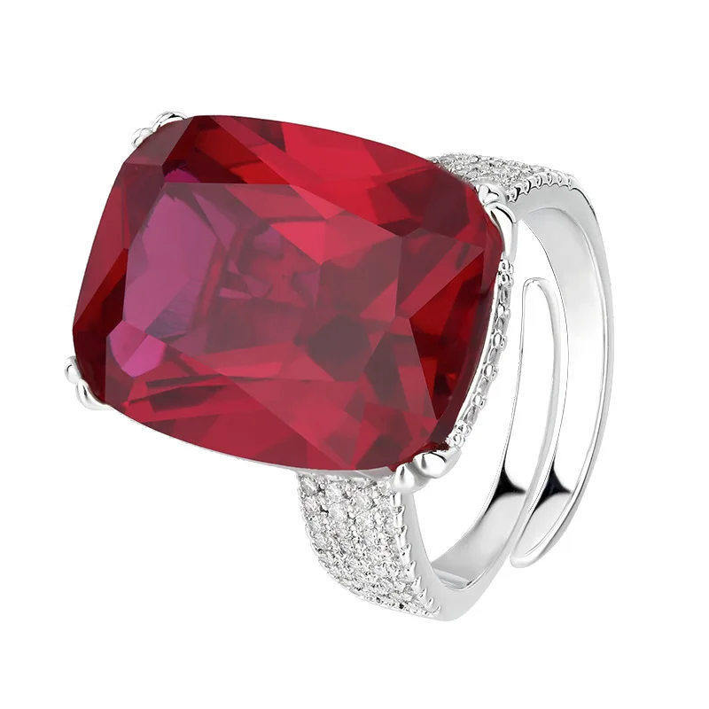 Jewelry Gold- Fashion White Plated Blue Ring Main Stone 15*20