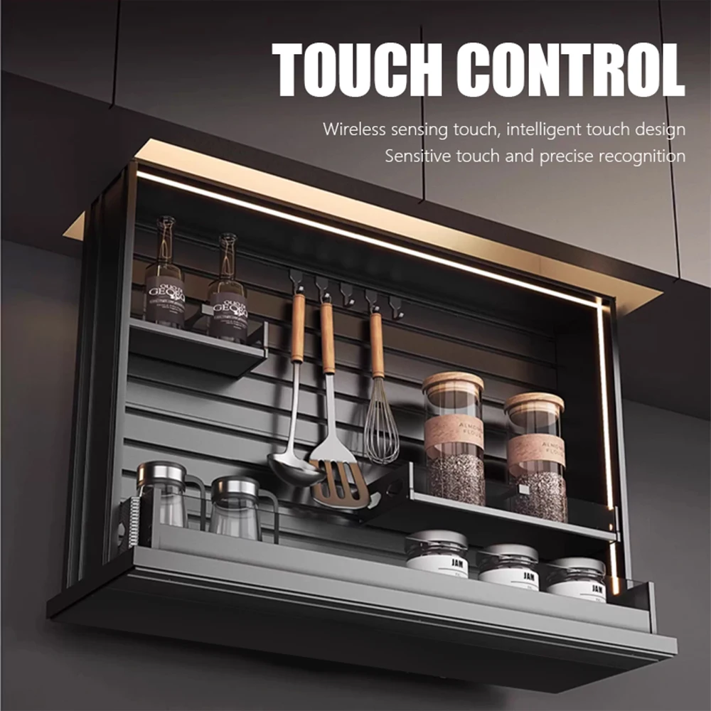 Modern Kitchen Cabinet Accessories Pull-down Storage Rack Large Capacity Double-layer Aluminum Alloy Electric Lifting Basket