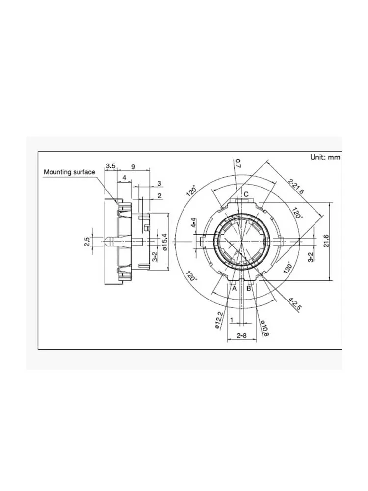 Japan ALPS Alpine EC21A1520401 hollow shaft type encoder 30 positioning 15 pulse 3 pins