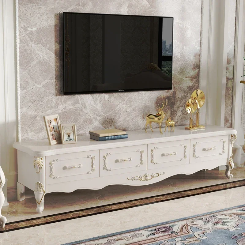 Customizable Nordic Luxury Cheap Tv Stand Modern Drawers White Gold Designer