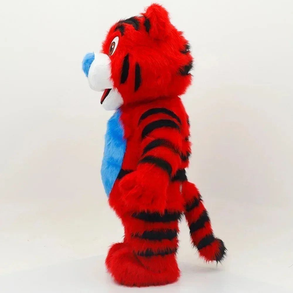 

Adult Giant Red Plush Inflatable Tiger Mascot Suit | Blow Up Walking Doll for Halloween Carnival Party Events No Battery