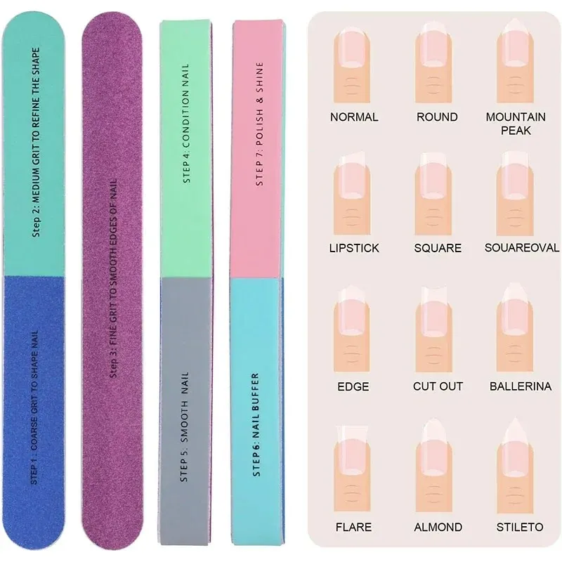 7 Sides Nail Buffer File Set – Professional Manicure Polishing Block, Buffing Accessories & Cream Tools for Nail Art