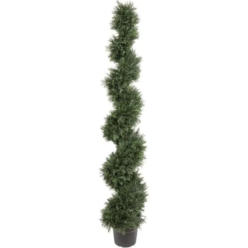 

6-Foot Artificial Spiral Tree - Potted Green UV-Resistant Outdoor/Indoor Decor