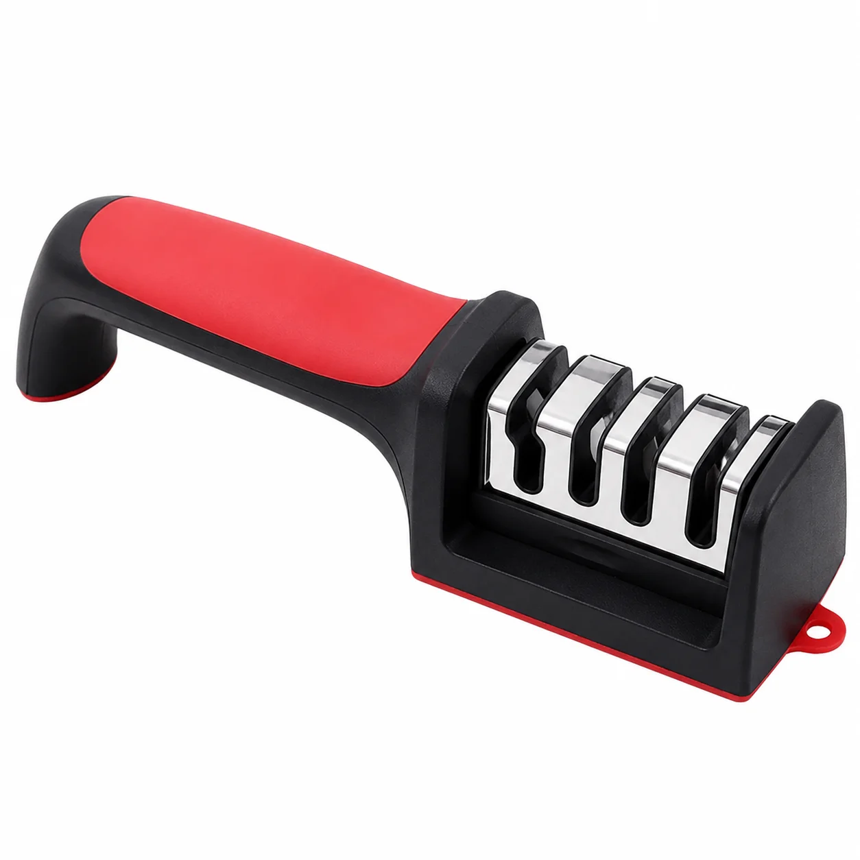 4-Stage Knife and Scissors Sharpener, Manual Kitchen Sharpening Tool with Coarse, Fine, Precision and Scissors Sharpening Slots