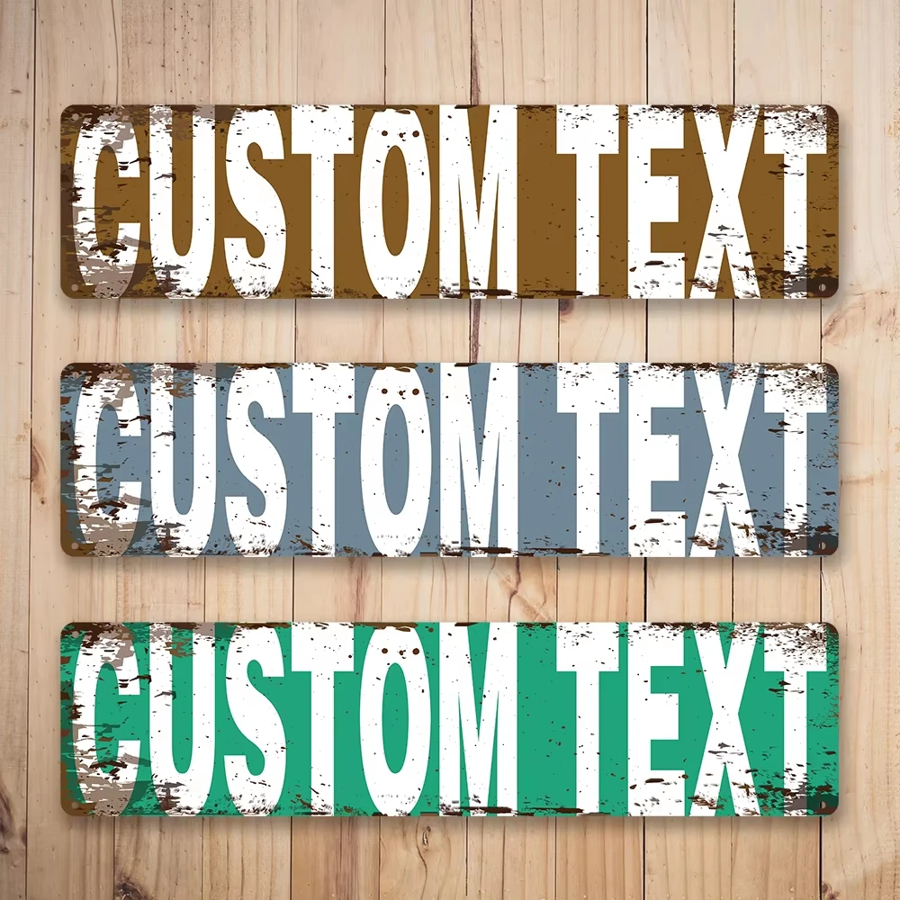 Personalized Custom Metal Address Street Sign, Custom Text Wall Plaque For Home Restaurant Bar And Cafe Decoration