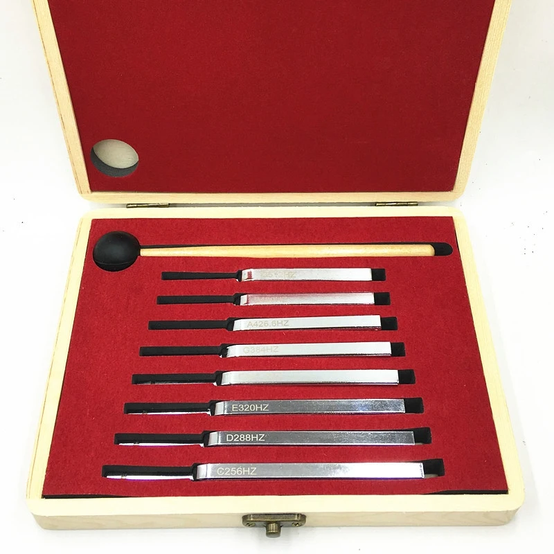 8 Piece Steel Tuning Fork Set 256-512HZ Mallet Vibration Therapy Tools Stainless Steel