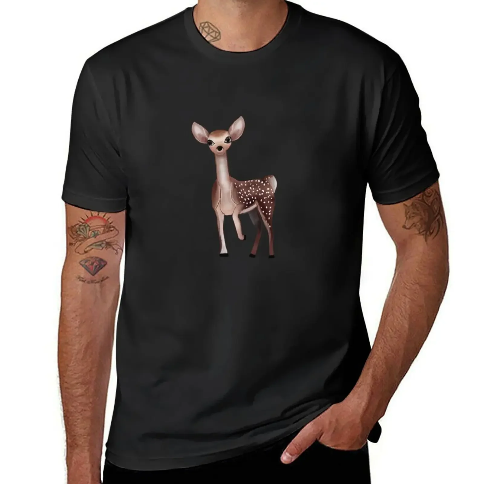 Adorable Young Deer T-Shirt heavyweights tops summer tops vintage clothes mens shirts graphic tee