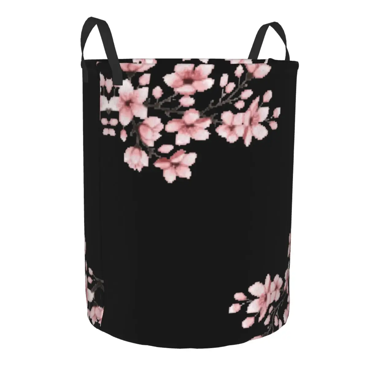 Vintage Floral Cherry Blossoms Laundry Basket Collapsible Japanese Sakura Flowers Clothes Toy Hamper Storage Bin for Kid Nursery