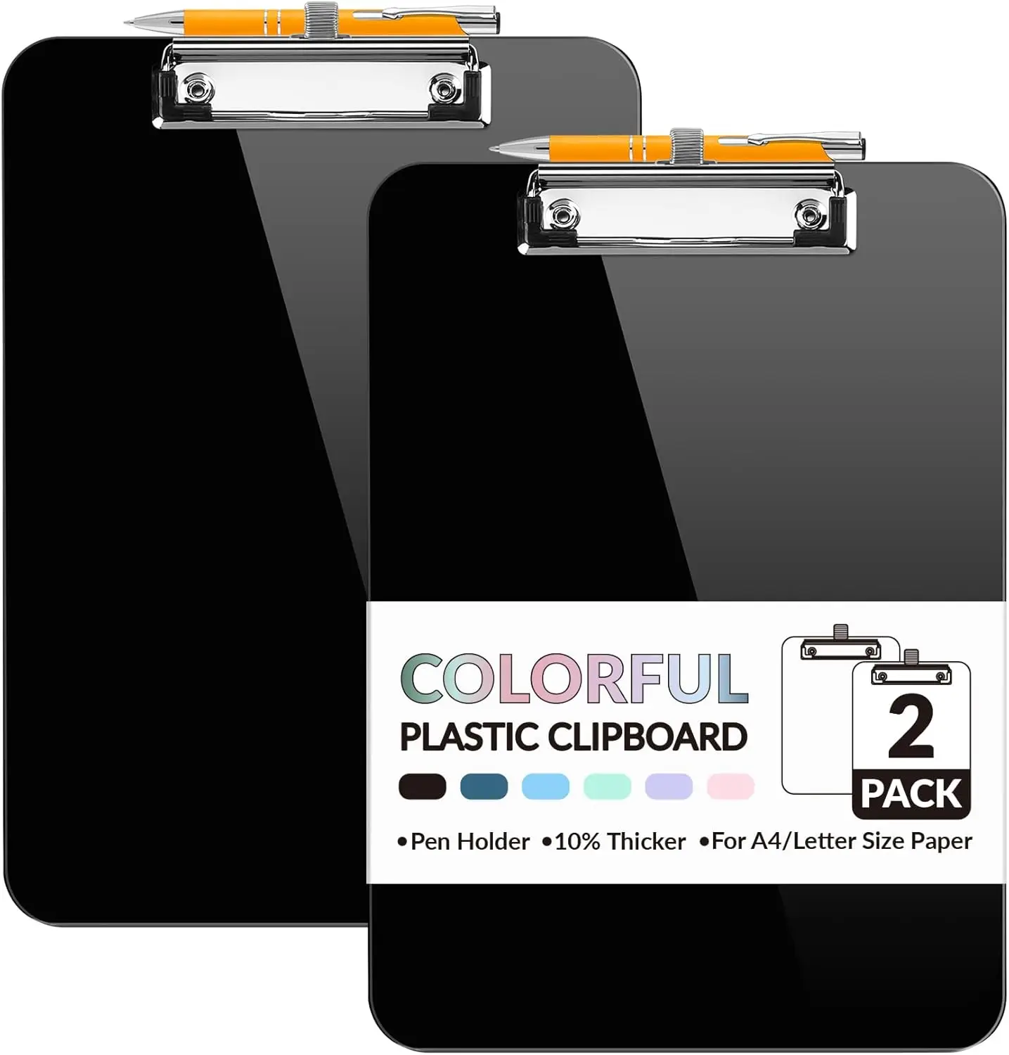 

Plastic Clipboard with Pen Holder, 10% Thicker Clipboards 8.5x11, Low Profile Clip, Cute Hanging Clipboard for Office School