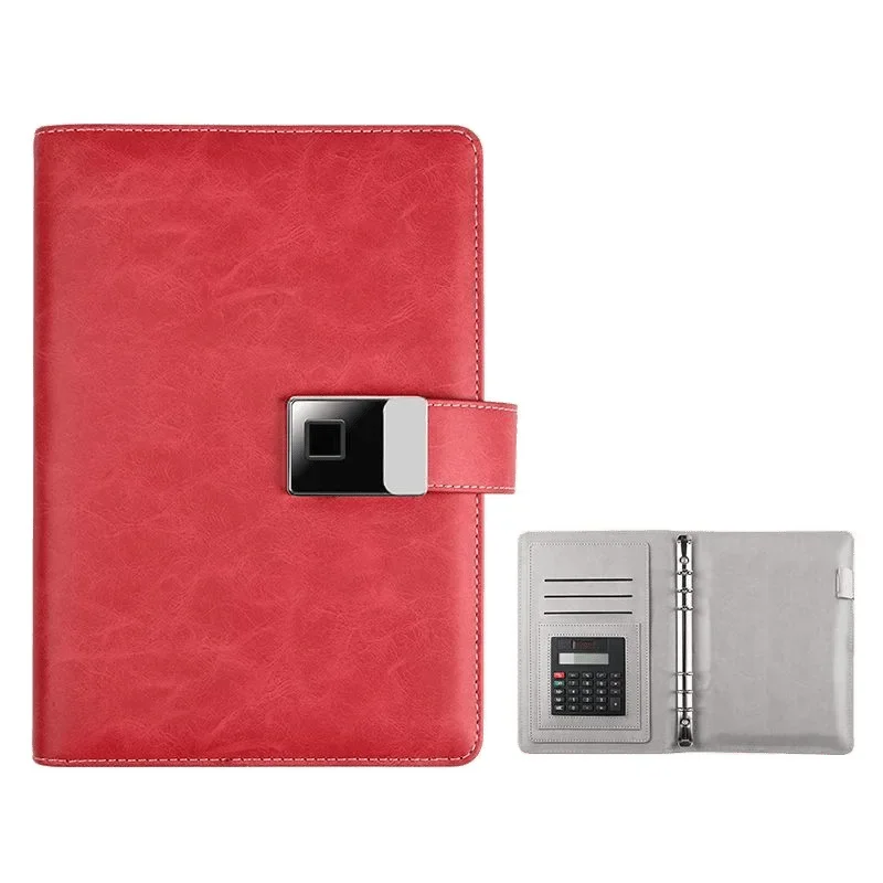 

Fingerprint lock charging notebook, high-end business notepad, office loose-leaf souvenir, gift multi-functional notebook