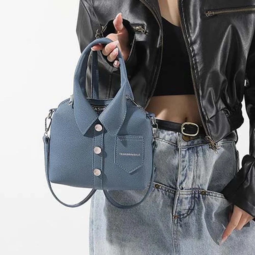 

Elegant Clothes Shaped Crossbody Bag PU Leather Korean Style Square Compact Shoulder Bag Magnetic Button High Quality