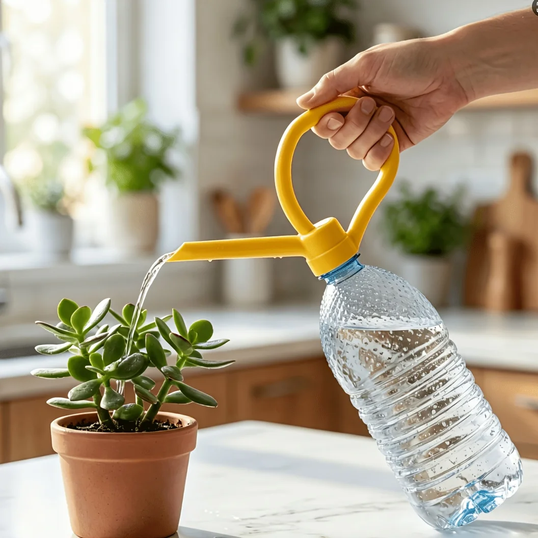 Simple plant watering device, with an extremely creative design. The watering tool is a plant watering pot.