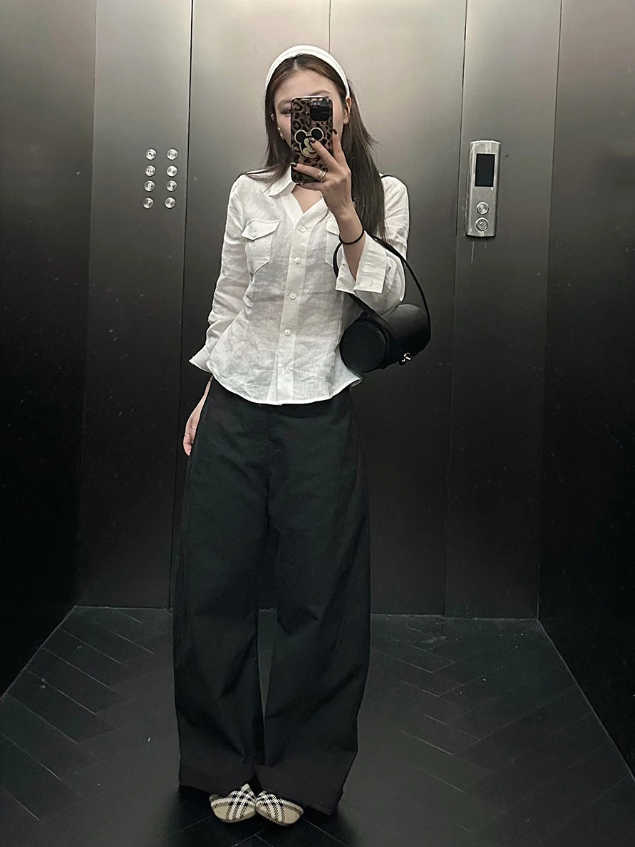 

Женская короткая куртка-рубашка Zeng Yueban Intelligent Oxygen Sense из льна с V-образным вырезом, приталенная, без рукавов, с двумя карманами, в повседневном стиле