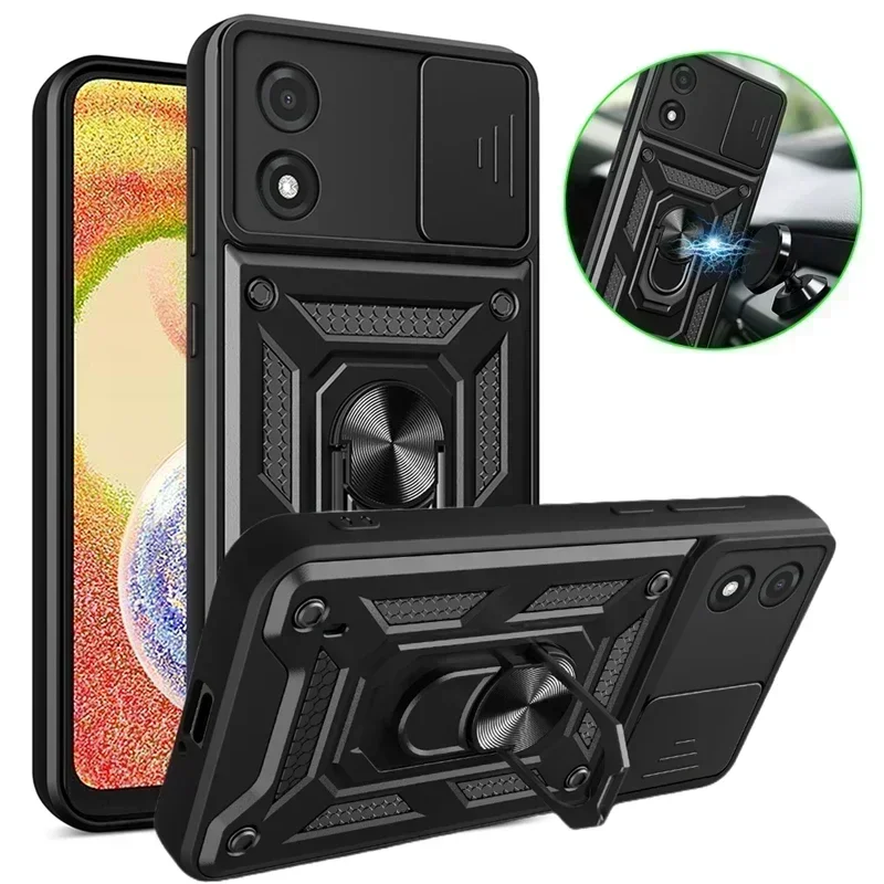 For Moto E13 4G CaseShockproof Armor Slide Camera Protect Phone Case for Motorola Moto E13 2023 E 13 Magnetic Holder Back Cover