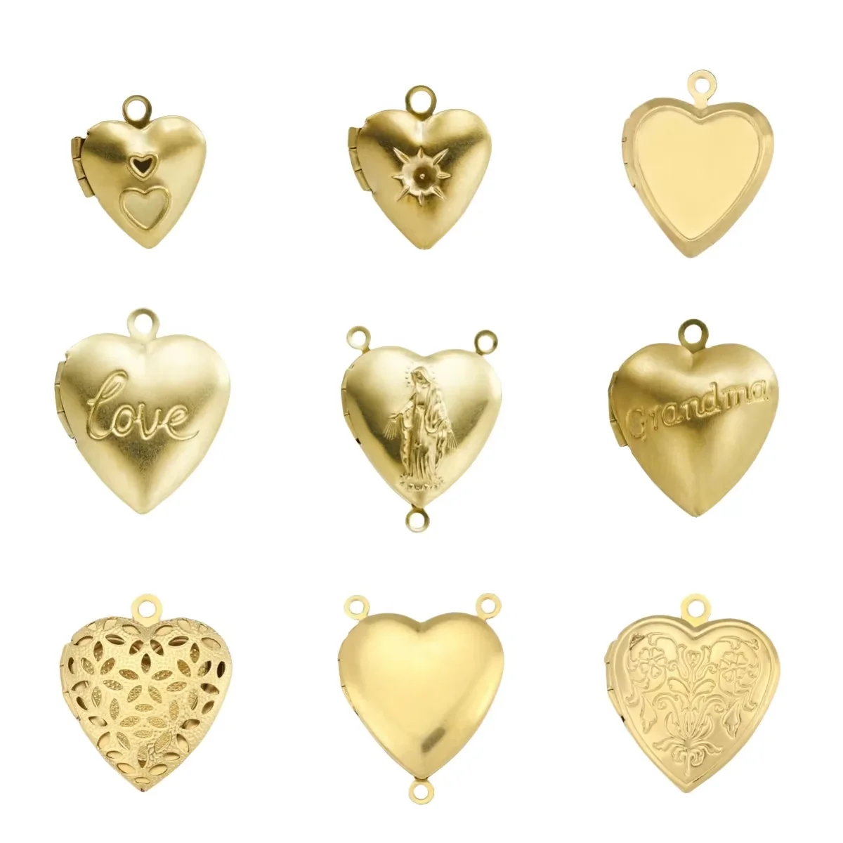 

BoYuTe (50 Pieces/Lot) Heart Shaped Raw Brass Locket Pendant Materials Diy Photo Lockets Jewelry Accessories
