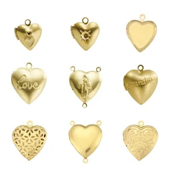 BoYuTe (50 Pieces/Lot) Heart Shaped Raw Brass Locket Pendant Materials Diy Photo Lockets Jewelry Accessories