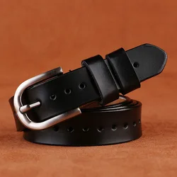 Ceinture en cuir de haute qualité pour femme, décoration fine, mode décontractée, Pin strucJeans, environnement en cuir de vachette pur, tout match, nouveau