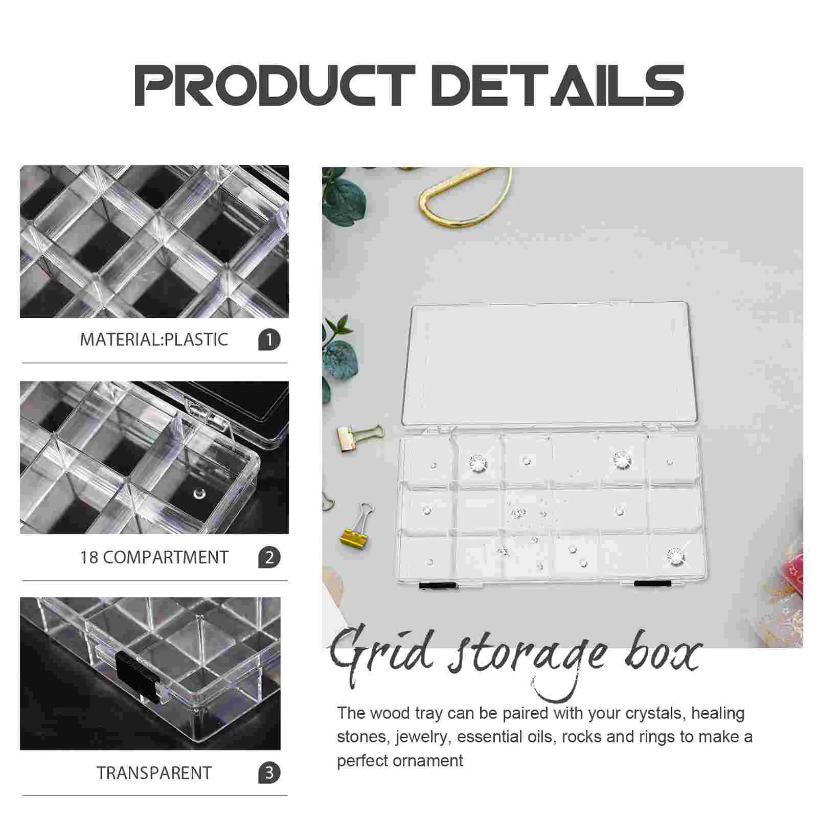 Jewelry Boxes Storage Case Bead Task for Special Education Grid Organizer Container Transparent Parts