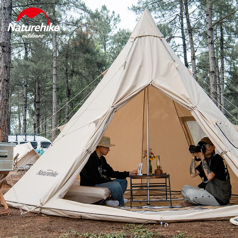 Imagem -06 - Naturehike-cotton Pyramid Tent Família Tecido à Prova de Vento Camping Caminhadas Proteção Fria 58 Pessoa Nh20zp002