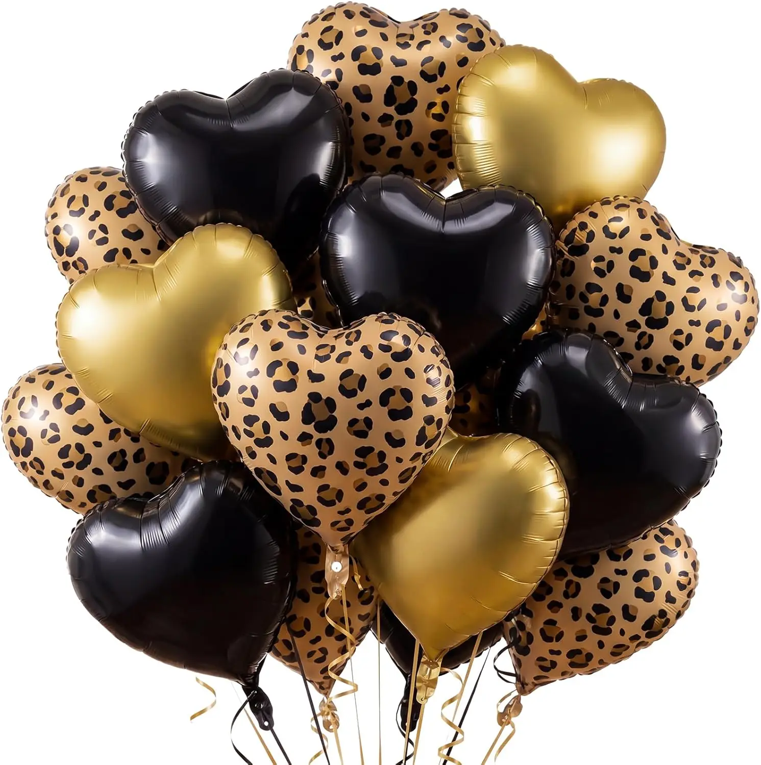 Lepord Theme Heart Star  Bow Foil Balloon For Birthday Party Decorations Bachelorette Cheetah Print Jungle Safari Animal Party