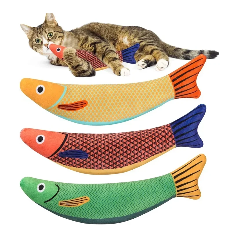 Katze Spielzeug Katzenminze 3D Simulation Fisch Goldfisch Kätzchen Spielzeug Kissenfisch Interaktive Sounding Katze Kauen Biss Plüsch Spielzeug Katze Liefert