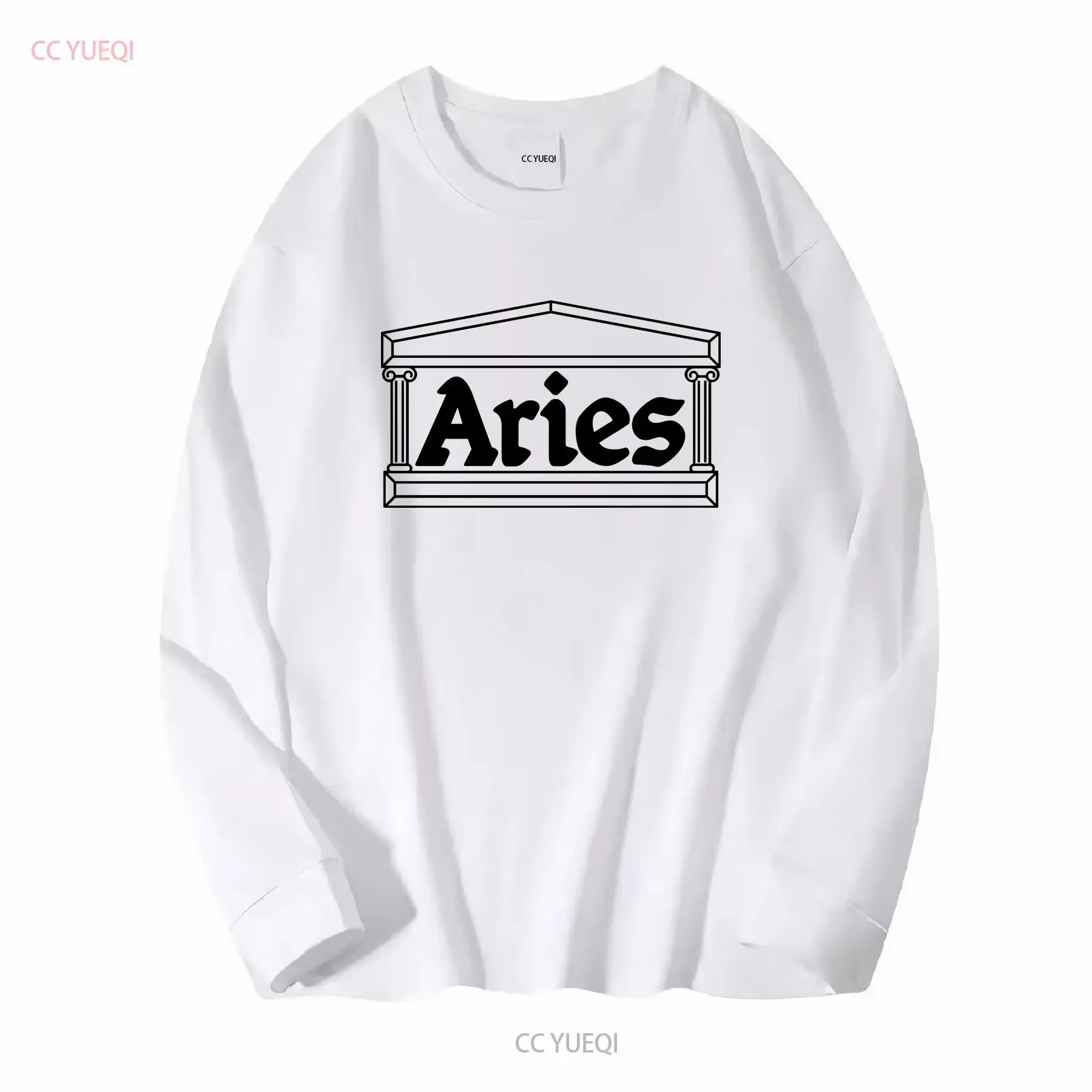 Aries Allies Logo Print Crew Neck T Shirt GKM 4719 White 3 Used MESC 0 vintage Washed Breathable homme Stretched Soft vintage