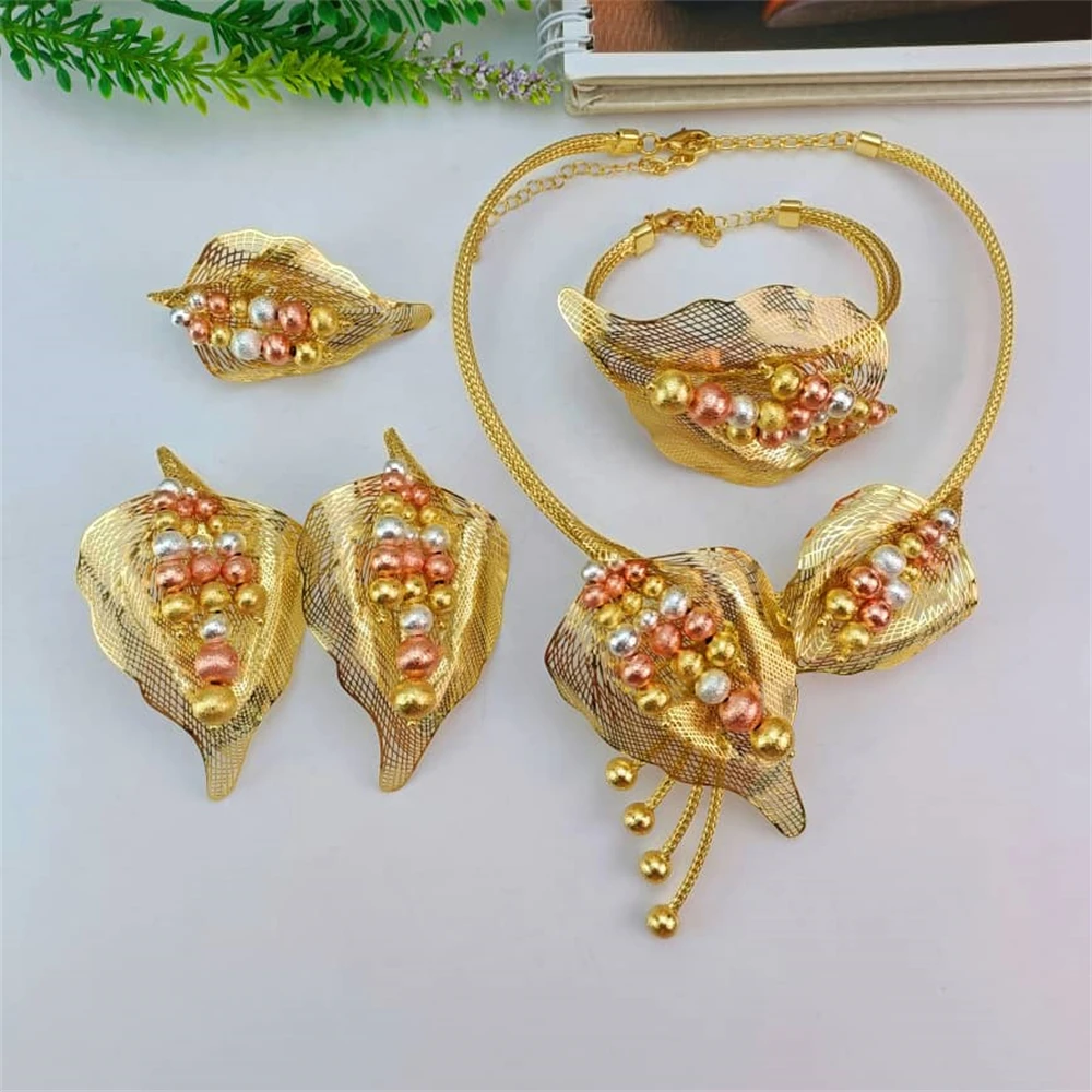 

EMMA Fashion Women Brazilian Jewelry Set New Trendy Big Necklace Earrings Sets Luxury Jewelry For African Nigeria Lady Mama Gift