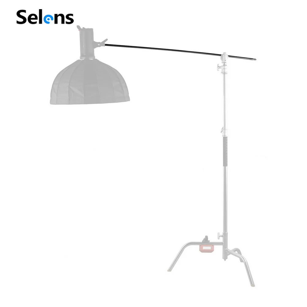 Selens 128cm Rod Stainless Steel Video Stand Grip Extension Boom Arm Crossbar For Studio C-Light Stand Photography Softbox Mic