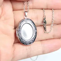 1pc Concave Oval Locket DIY Photo Frame Stainless Steel Charms Necklaces Women Men Kids Family Memorial Jewelry New Year Gift