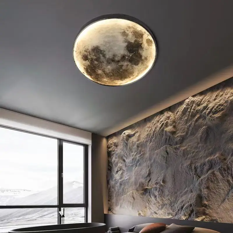 Modern LED Moon Wall Lamp Bedroom Bedside Light Luxurious Hanging Painting Living Room Background Hoom Decorative Chandelier