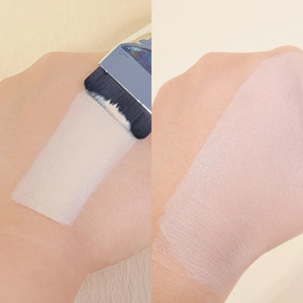 Silver Ultra-thin Foundation Brush Widened Bristles Face Contour Brush Flat Contour Brush Blending Foundation Cream Makeup Tool