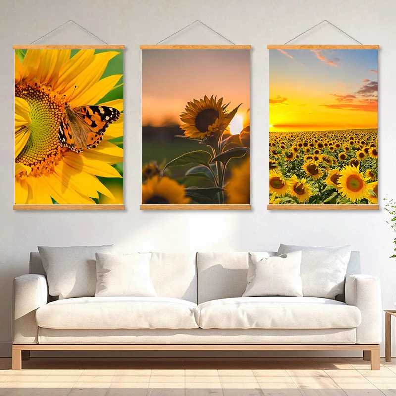 Magnetic Hanging Painting Style of Sunflower Wall Decoration Suitable for All Rooms Anti -fading Water Landscape Painting