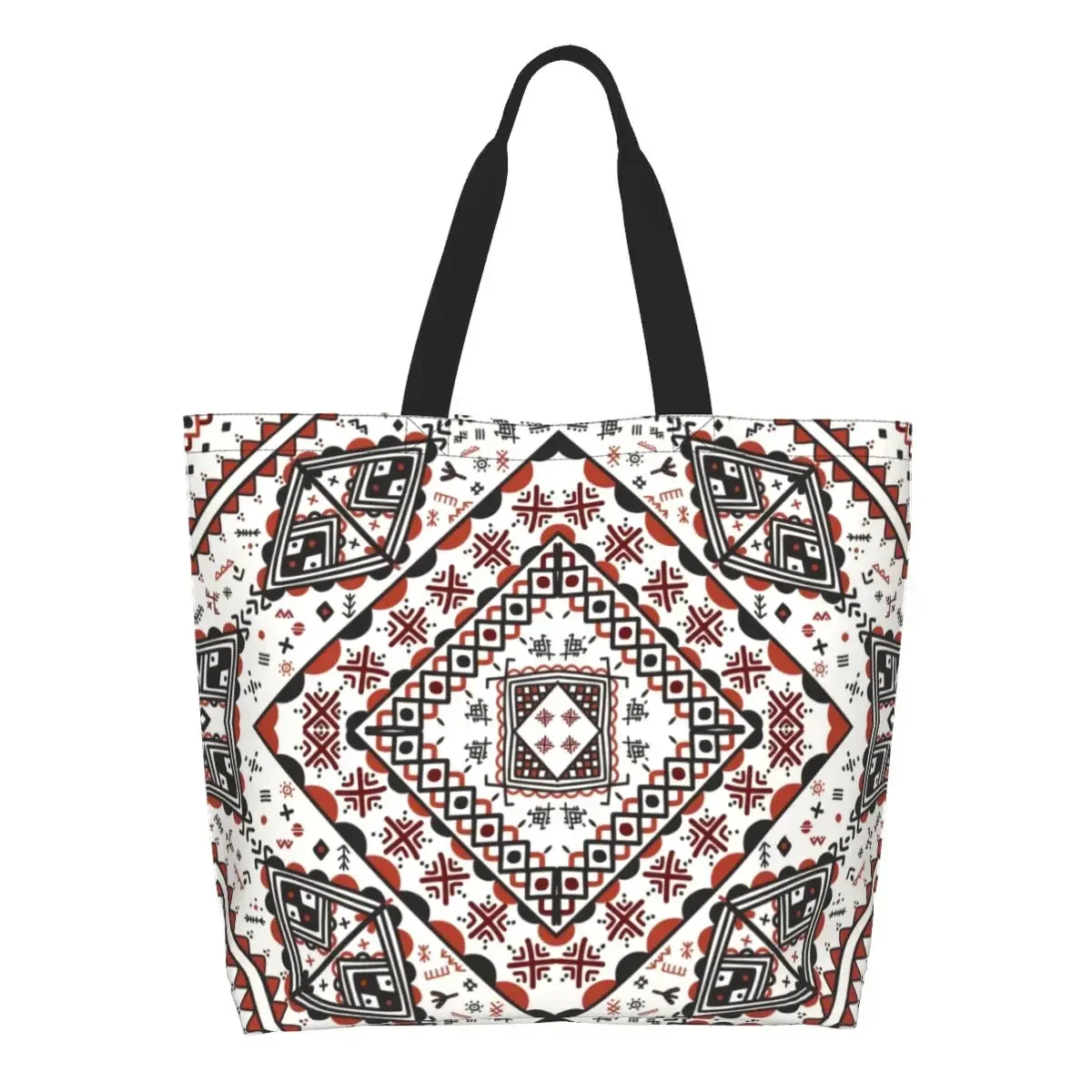 Керамика Kabyle, берберские мотивы, холщовые сумки для покупок, портативные сумки для покупок большой вместимости для продуктов, Марокко, Африка, геометрические сумки-тоут