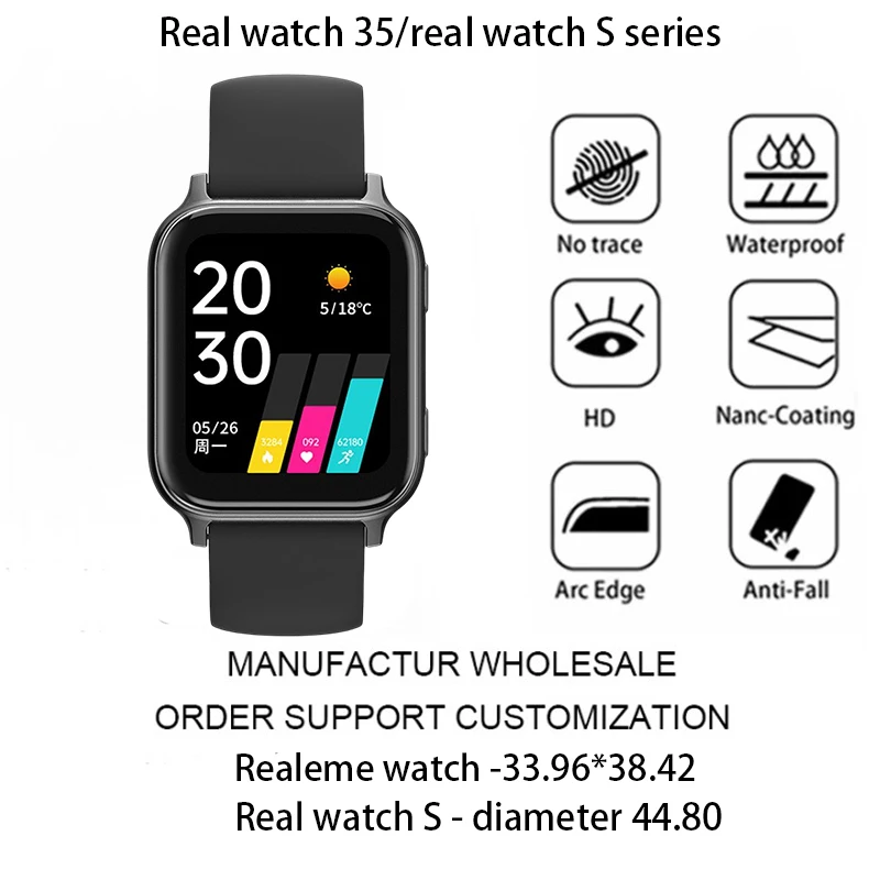 

Tempered Glass For Realeme Watch35/realeme Watch S 33.96*38.42/ 44.80MM Screen Protector Protective Film Smart Watch Accessories