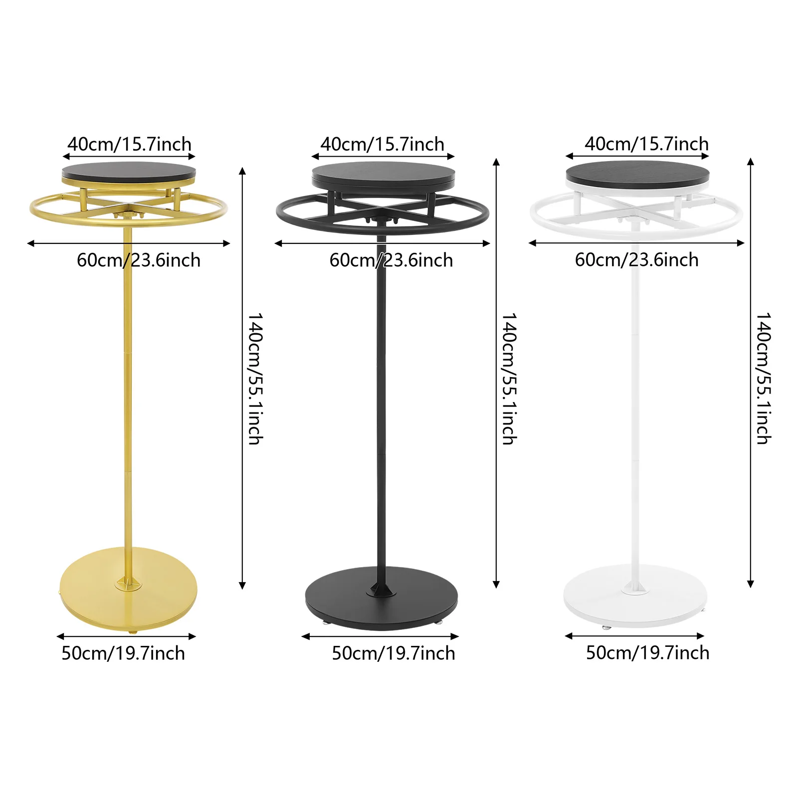 Round Clothing Rack Clothes Display Rack 360° Rotation Garment Rack for Home, Clothing Stores, Boutiques White/Black/Gold