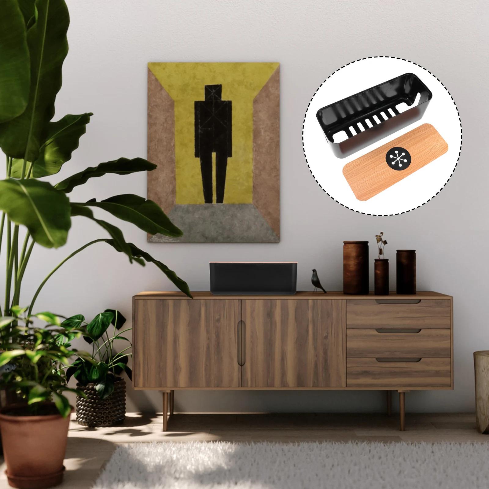

Wooden Plastic Cable Storage Box Durable Long Lasting Line Container Charging Wire ganizer Home Office Study Gaming