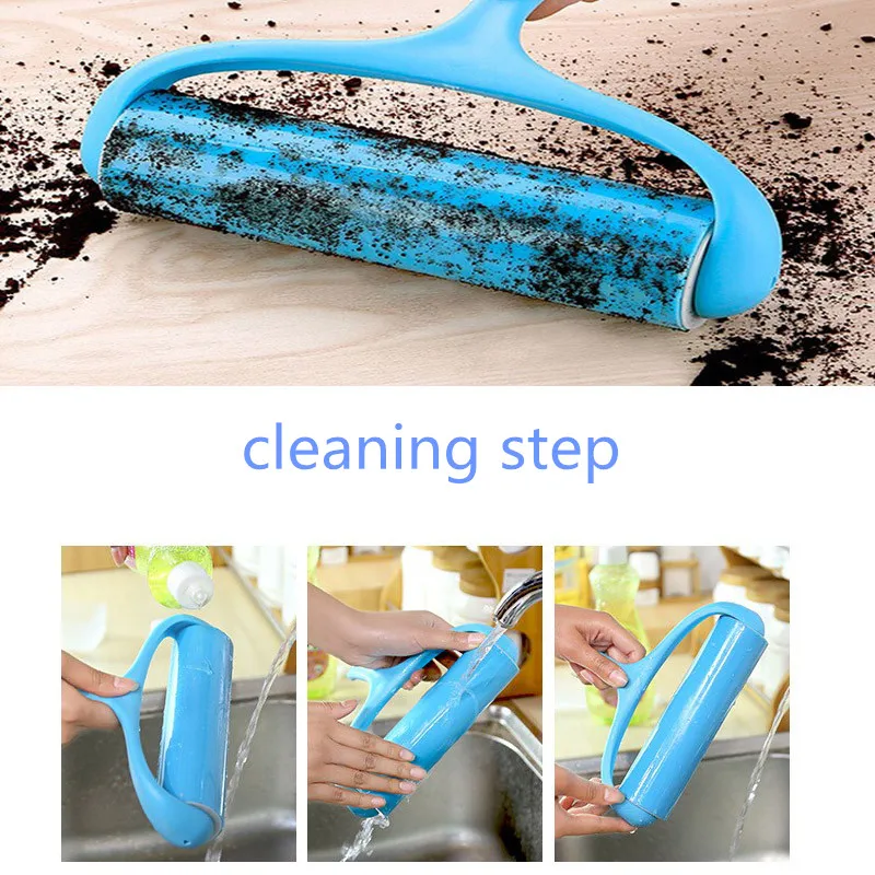 Reusable adhesive roller gluing tool sofa bed carpet cleaner clothing pet hair dust removal brush household car cleaning