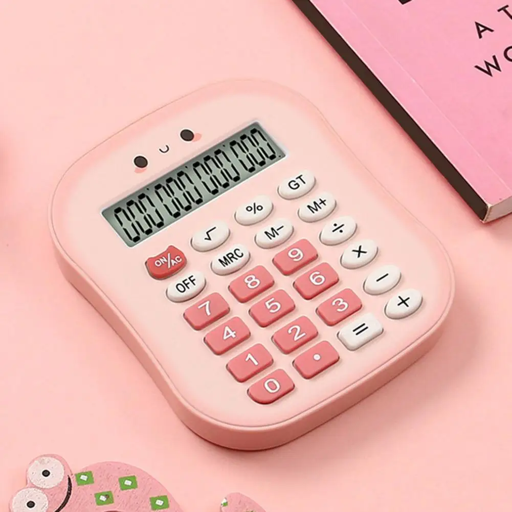 آلة حاسبة تعمل بالبطارية مع شاشة LCD ، حجم صغير ، ملون ، أزرار كبيرة ، 12 رقمًا ، محمول ، سهل