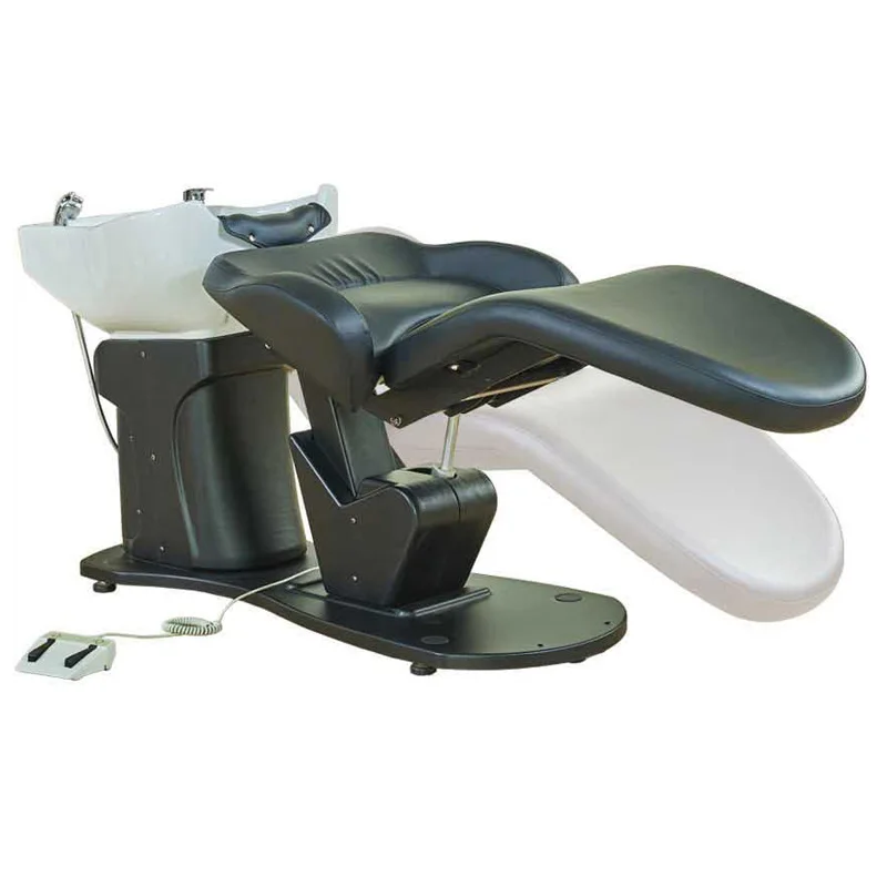 Electric massage shampoo bed, multi-functional lifting head treatment bed for barber shop