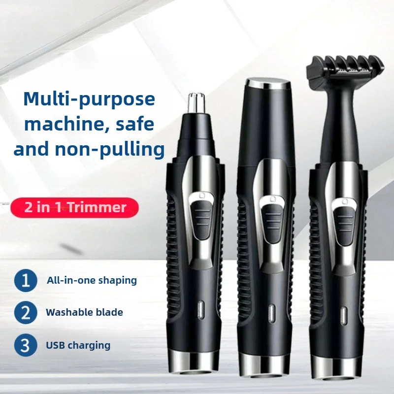 

2 in 1 Electric Nose Ear Hair Trimmers USB Rechargeable Face Eyebrow Nose Hair Removal Trimmer Unisex Automatic Washable Trimmer