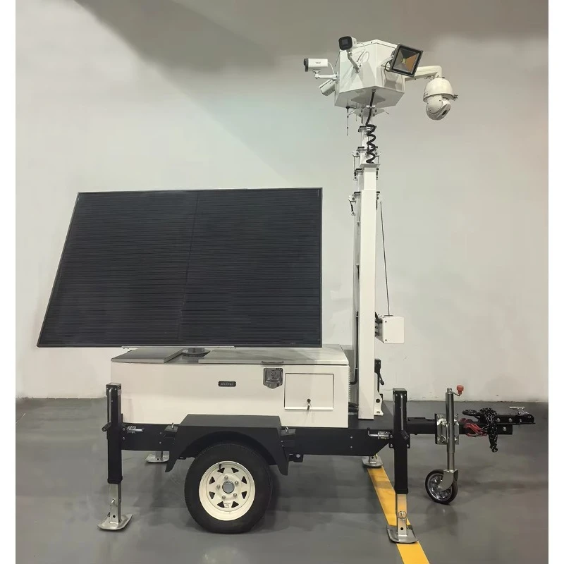Outdoor Security Solar Tower 2*435W Solar Panels Mobile Solar Monitoring Tower Mobile Surveillance Trailer