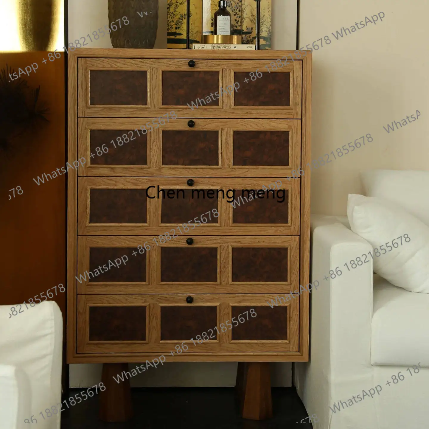 

Medieval style living room chest of drawers French retro, bedroom end of bed, storage cabinet