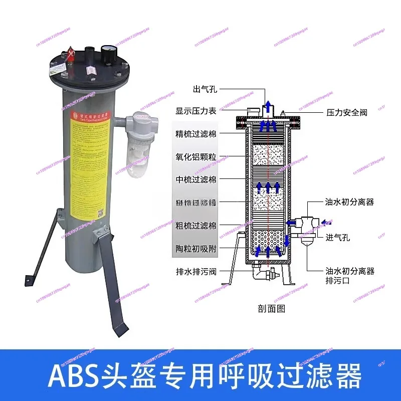 Sandblasting Safety Helmet with Oxygen Supply, Blue Flat Glass Protection Mask/Cap for Industrial Blasting Work
