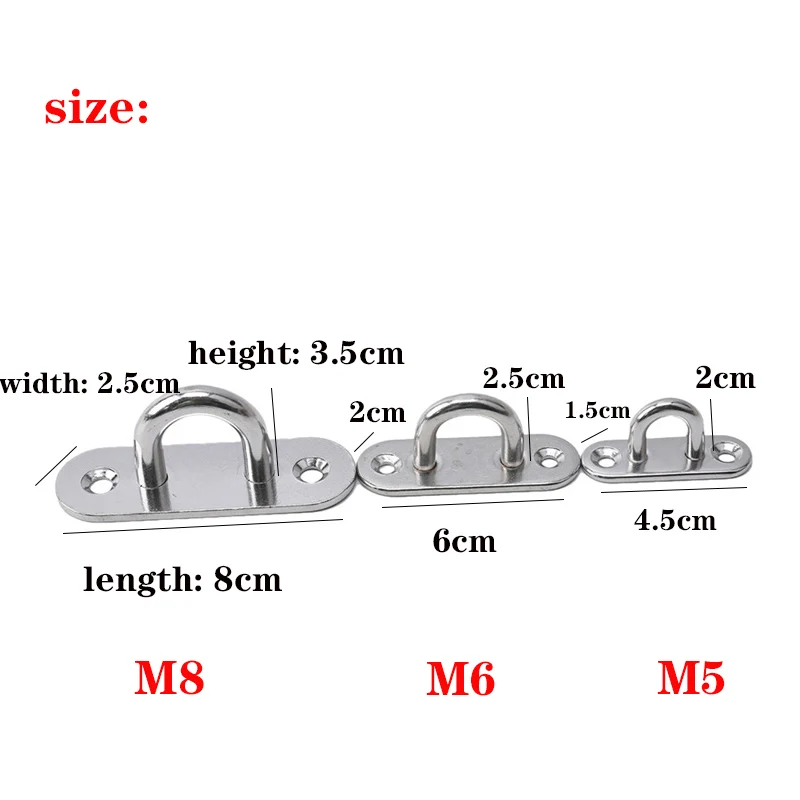 304-M6 M5 M8 Oval Eye Board Marine Deck Buckle Staple Boat Shade Sail Mounting Fastening Set 304 Marine Grade Stainless Steel