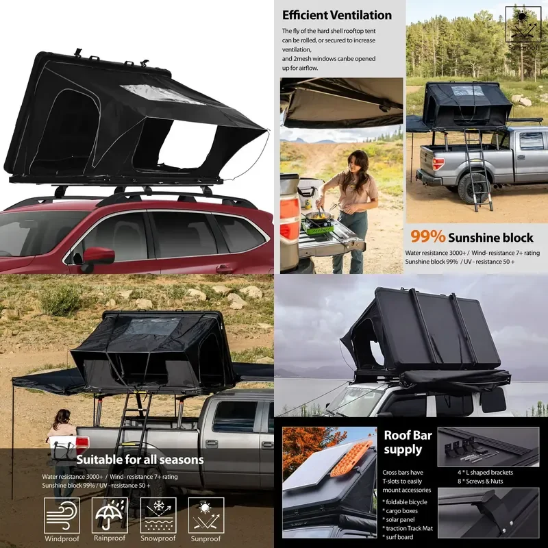 Three to Four Person Automatic Hard Top Large Space Weatherproof Family Rooftop Tent