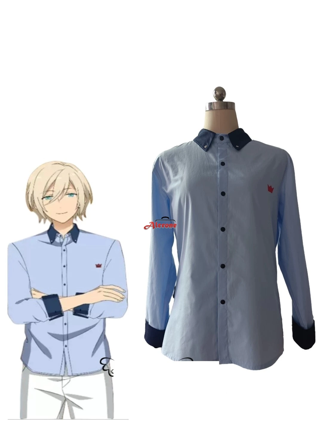

Man Tenshouin Eichi Cosplay Costume Ensemble Disguise Blue SHirt Halloween Carnival Cosplay Tenshouin Eichi Customized Clothes